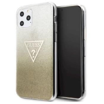 Guess GUHCN65SGTLGO Hardcase Glitter Triangle Aizsargapvalks priekš iPhone 11 Pro Max / zelta (GUHCN65SGTLGO)
