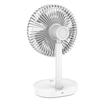 Platinet PRDF0326 Uzlādējams Galda Ventilators / 3 ātrumu līmeņi / 3000 mAh / Iebūvēta nakts lampa / Balta - Pelēka (PRDF0326)