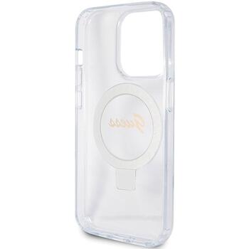 Guess GUHMP15LHRSGSD Hardcase Ring Stand Script Glitter Aizsargapvalks priekš iPhone 15 Pro 6.1