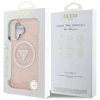 Case Guess IML Metal Glitter 4G Circle Triangle MagSafe Защитный чехол для iPhone 16 / розовый (GUHMP16SHG4PRTGP)
