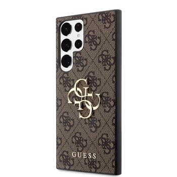 Guess PU 4G Metal Logo Case Aizsargapvalks priekš Samsung Galaxy S23 Ultra / brūns (GUHCS23L4GMGBR)
