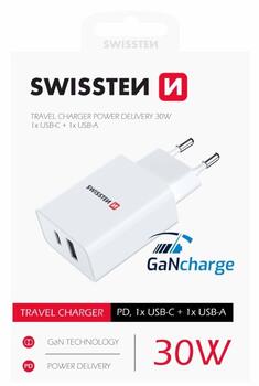 Swissten GaN Charger зарядное устройство PD 30W USB-C / USB (22037000)