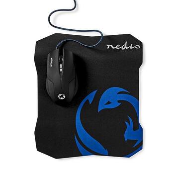 Nedis GMMP100BK Комплект игровой мыши и коврика для мыши 1600DPI / 1,5м (GMMP100BK)