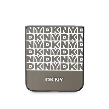 DKNY PU Leather Repeat Pattern Bottom Stripe Case Защитный чехол для Samsung Galaxy Z Flip 6/7 FE / коричневый (DKHCZF6PSOSPW)