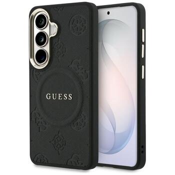 Guess Saffiano Peony Embossed Ring MagSafe Case Защитный чехол для Samsung Galaxy S26 / чёрный (GUHMS26SPSAMSECK)