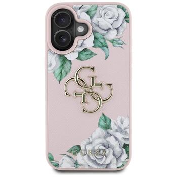 Case Guess Grained Roses Big 4G logo Защитный чехол для iPhone 16 / розовый (GUHCP16SPGROP4MP)