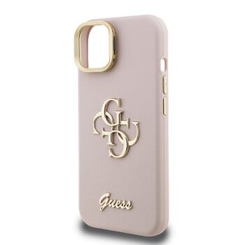 Guess PU Grained 4G Logo Stand Camera Frame Case Защитный чехол для iPhone 15 / розовый (GUHCP15SPCS4GSP)