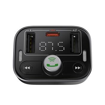Baseus S-09 Auto FM Raidītājs Bluetooth 5.3 / 2x USB + USB-C (C10762200113-00)