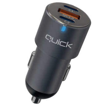 Quick QC-420 Auto Lādētājs ar USB / 2x USB-C 60W (QC-420)