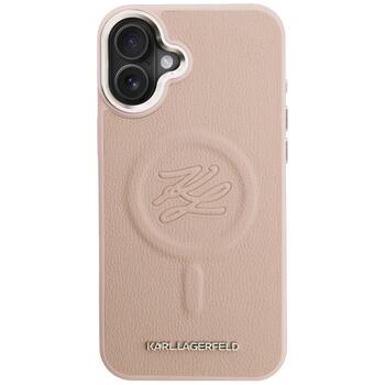Case Karl Lagerfeld Initial & Metal Logo MagSafe Защитный чехол для iPhone 16 Plus / розовый (KLHMP16MPGFKLRDP)