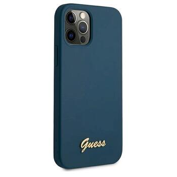 Guess GUHCP12LLSLMGBL Metal Logo Script Aizsargapvalks priekš iPhone 12 Pro Max 6,7