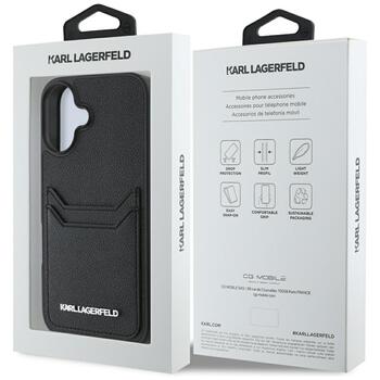 Karl Lagerfeld HC Grained PU Cardslot Metal Elong Защитный чехол для iPhone 16 / чёрный (KLHCP16SPKHPORPK)