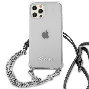 Guess GUHCP12MKC4GSSI Transparent Hardcase 4G Silver Chain Aizsargapvalks priekš iPhone 12/12 Pro 6,1