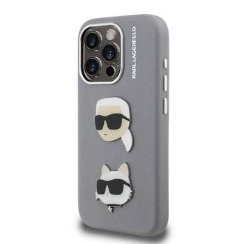 Karl Lagerfeld Grained PU K&CH Heads Case Aizsargapvalks priekš Apple iPhone 15 Pro (KLHCP15LPSFDHPG)