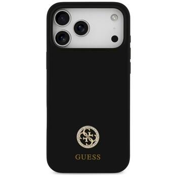 Guess Silicone Logo Strass 4G MagSafe Case Aizsargapvalks priekš iPhone 17 Pro Max / melns (GUHMP17XM4DGPK)