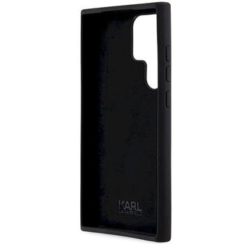 Karl Lagerfeld KLHCS24LSMHCNPK Hardcase Silicone Choupette Metal Pin Aizsargapvalks priekš S24 Ultra S928 / melns (KLHCS24LSMHCNPK)