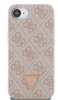 Guess PU 4G Strass Triangle Metal Logo Case Чехол для Apple iPhone 16e (GUHCPSE4P4TDPP)