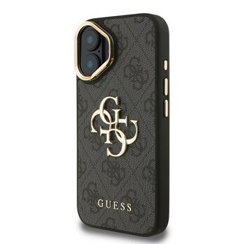 Guess PU 4G Metal Logo Stand Camera Frame Case Aizsargapvalks priekš iPhone 16 / melns (GUHCP16SPCS4GP4K)