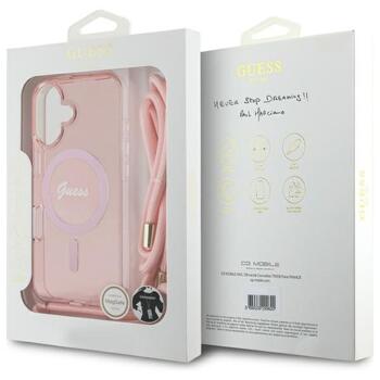 Guess GUHMP16SHCTSGNSP Hardcase Crossbody Cord Script MagSafe Защитный чехол для iPhone 16 6.1