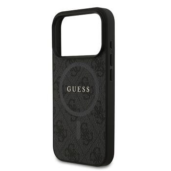 Guess PU Leather 4G Colored Ring MagSafe Case Защитный чехол для iPhone 17 Pro / чёрный (GUHMP17LG4GFRK)