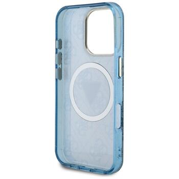 Guess IML Metal Glitter 4G Circle Triangle MagSafe Защитный чехол для iPhone 16 Pro / синий (GUHMP16LHG4PRTGB)