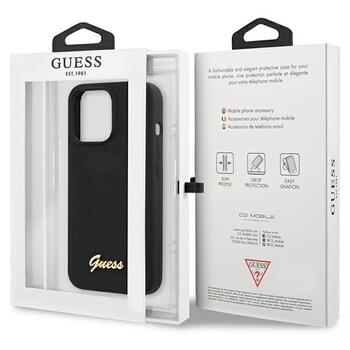 Guess GUHCP13XLSLMGBK Silicone Script Gold Logo Aizsargapvalks priekš iPhone 13 Pro Max 6.7