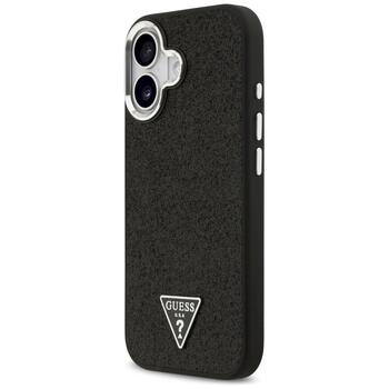 Case Guess Glitter Triangle Logo MagSafe Aizsargapvalks priekš iPhone 17 / melns (GUHMP17SPFGTSCMK)