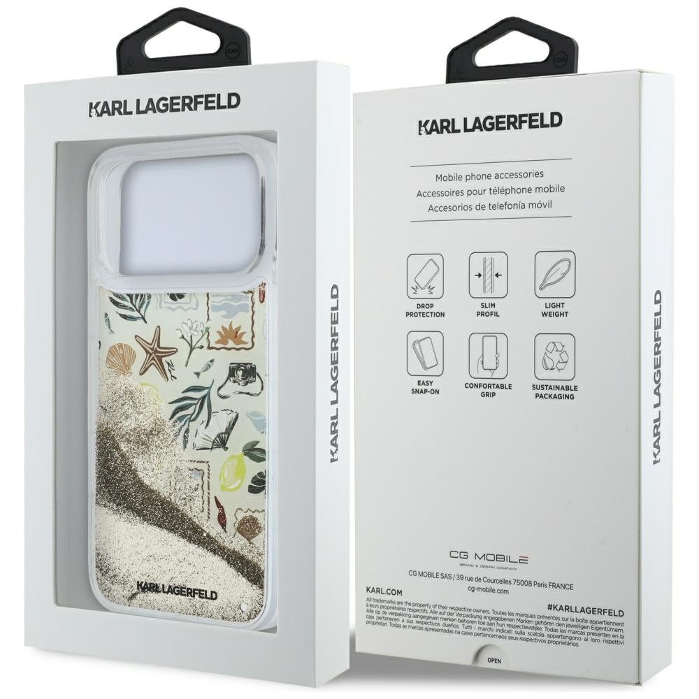 Karl Lagerfeld Liquid Glitter Beach & Sand Case Aizsargapvalks priekš iPhone 18 Pro Max / iPhone 17 Pro Max / bēšs (KLHCP18X6LCSPCE)