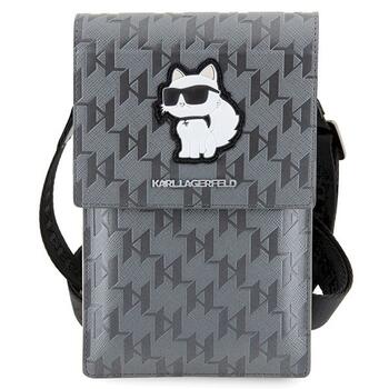 Karl Lagerfeld Torebka KLWBSAKHPCG Saffiano Monogram Choupette Telefona maciņš / sudraba (KLWBSAKHPCG)