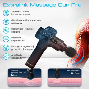 Extralink Massage Gun Pro Массажный пистолет / 3800 об/мин / 6 сменных насадок (MSG-01-PRO)