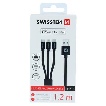 Swissten Textile Universal 3in1 USB-C / Lightning Data MFI / MircoUSB-кабель / 1.2м (72501101)