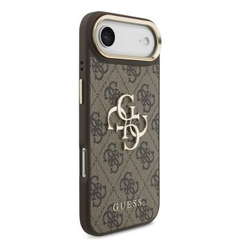 Guess PU Leather 4G Metal Logo Gold Frame Case Защитный чехол для iPhone Air / коричневый (GUHCP17M4GMGCBR)