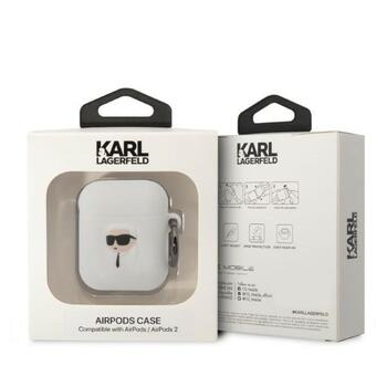 Karl Lagerfeld KLA2RUNIKH Aizsargapvalks priekš AirPods 1/2 Silicone Karl Head 3D / balts (KLA2RUNIKH)
