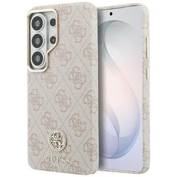 Guess 4G Rhinestone Round Logo MagSafe Защитный чехол для Samsung Galaxy S26 Ultra / розовый (GUHMS26LP4GRMDEP)