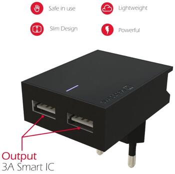 Swissten Premium Зарядное устройство USB 3А / 15W С проводом Micro USB 1.2m (SW-DET-2.1AWCM-BK)