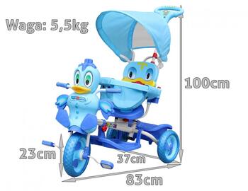 RoGer Duck Детский Трёхколёсный Велосипед С Ручкой Синий (5903864979633)