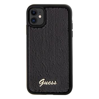 Guess GUHCN61PSFDGSK Sequin Script Metal Aizsargapvalks priekš iPhone 11 / Xr 6.1