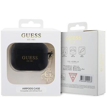 Guess GUAP2LECG4K AirPods Pro 2 (2022/2023) Aizsargapvalks priekš Liquid Silicone Glitter Triangle Charm / melns (GUAP2LECG4K)