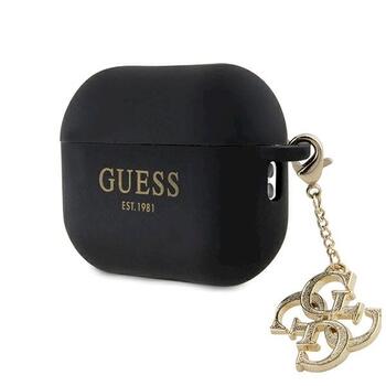 Guess GUAP2LECG4K AirPods Pro 2 (2022/2023) Aizsargapvalks priekš Liquid Silicone Glitter Triangle Charm / melns (GUAP2LECG4K)
