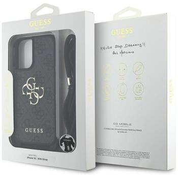 Guess PU 4G Metal Logo Crossbody Strap Case Чехол для iPhone 16 (GUHCP16SP4GMGCRK)