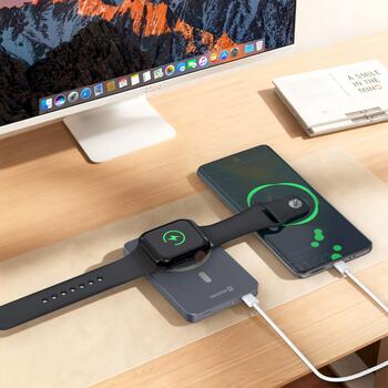 Swissten FUSION Power Bank Универсальный Внешний Аккумулятор MagSafe / Apple Watch / 5000 мАч Серебристый (22013982)
