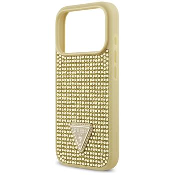 Guess Rhinestone Triangle Logo Case Aizsargapvalks priekš iPhone 17 Pro / zelta (GUHCP17LHDGTPD)