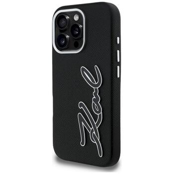 Karl Lagerfeld FW Grained Signature Logo Case Защитный чехол для iPhone 16 Pro Max / чёрный (KLHCP16XPGFKSRSK)