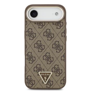 Guess PU Leather 4G Strass Triangle Logo Gold Frame MagSafe Case Защитный чехол для iPhone Air / коричневый (GUHMP17MP4GTDGMW)