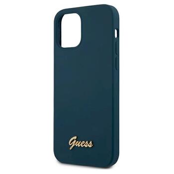 Guess GUHCP12LLSLMGBL Metal Logo Script Aizsargapvalks priekš iPhone 12 Pro Max 6,7