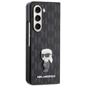 Karl Lagerfeld KLHCZFD5SAPKINPK Z Fold5F946 Hardcase Saffiano Monogram Ikonik Pin Aizsargapvalks priekš Samsung Galaxy Z Fold5 / melns (KLHCZFD5SAPKINPK)