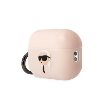 Karl Lagerfeld KLAP2RUNIKP Защитный чехол для AirPods Pro 2(2022/2023) Silicone Karl Head 3D / розовый (KLAP2RUNIKP)