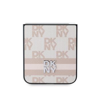 DKNY PU Leather Checkered Pattern and Stripe Case Aizsargapvalks priekš Samsung Galaxy Z Flip 6/7 FE / rozā (DKHCZF6PCPTSSP)