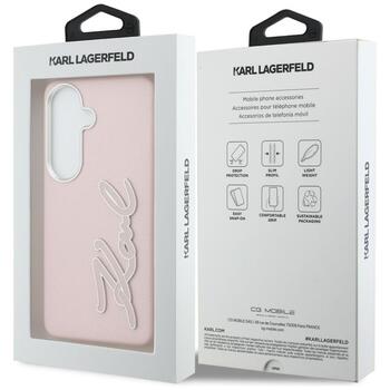 Karl Lagerfeld Grained Signature Metal Resin Logo Защитный чехол для Samsung Galaxy S26 / розовый (KLHCS26SPGFKSRSP)