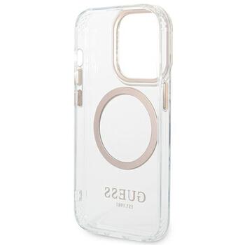 Guess GUHMP14LHTRMD Metal Outline MagSafe Aizsargapvalks priekš iPhone 14 Pro 6,1